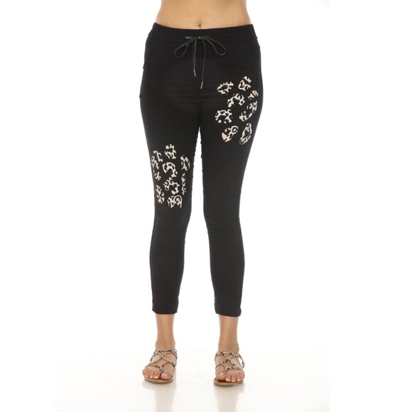 Black Cheetah Detail stretchable pant with Pockets - Picture 3 of 7